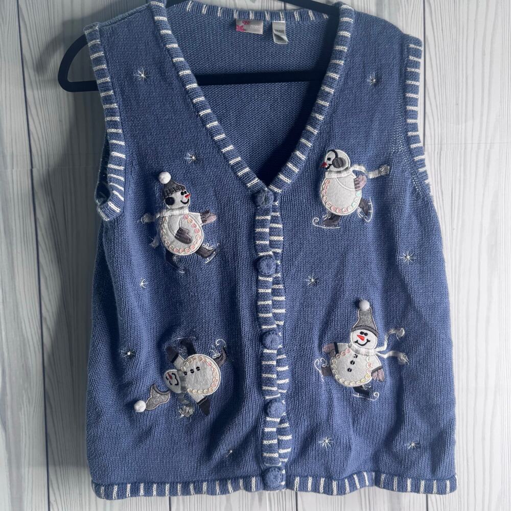 Vintage Holiday Classics Christmas Novelty Sweater Vest Snowman Holiday Large